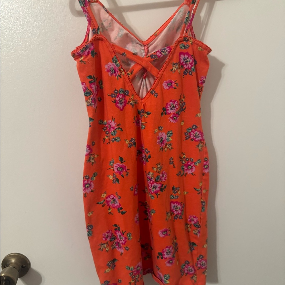 Urban Outfitters- Kimchi Blue Vibrant Orange and Pink Floral Mini Dress - Picture 3 of 6